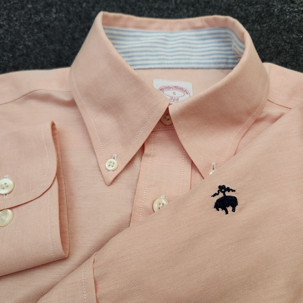 Brooks Brothers 346 Mens Small Oxford Orange Solid Non Iron Button Up Shirt